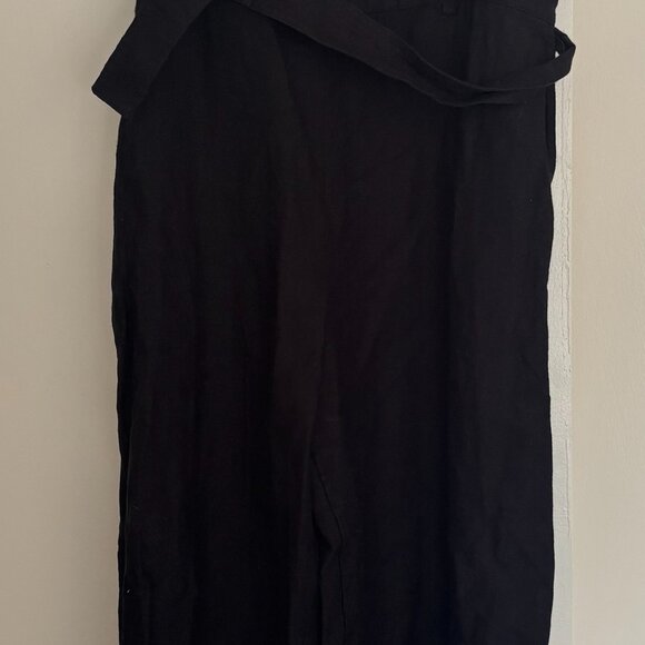 & Other Stories Black Linen Tortoise-Shell Belted Jumpsuit (size 12) - Picture 2 of 6